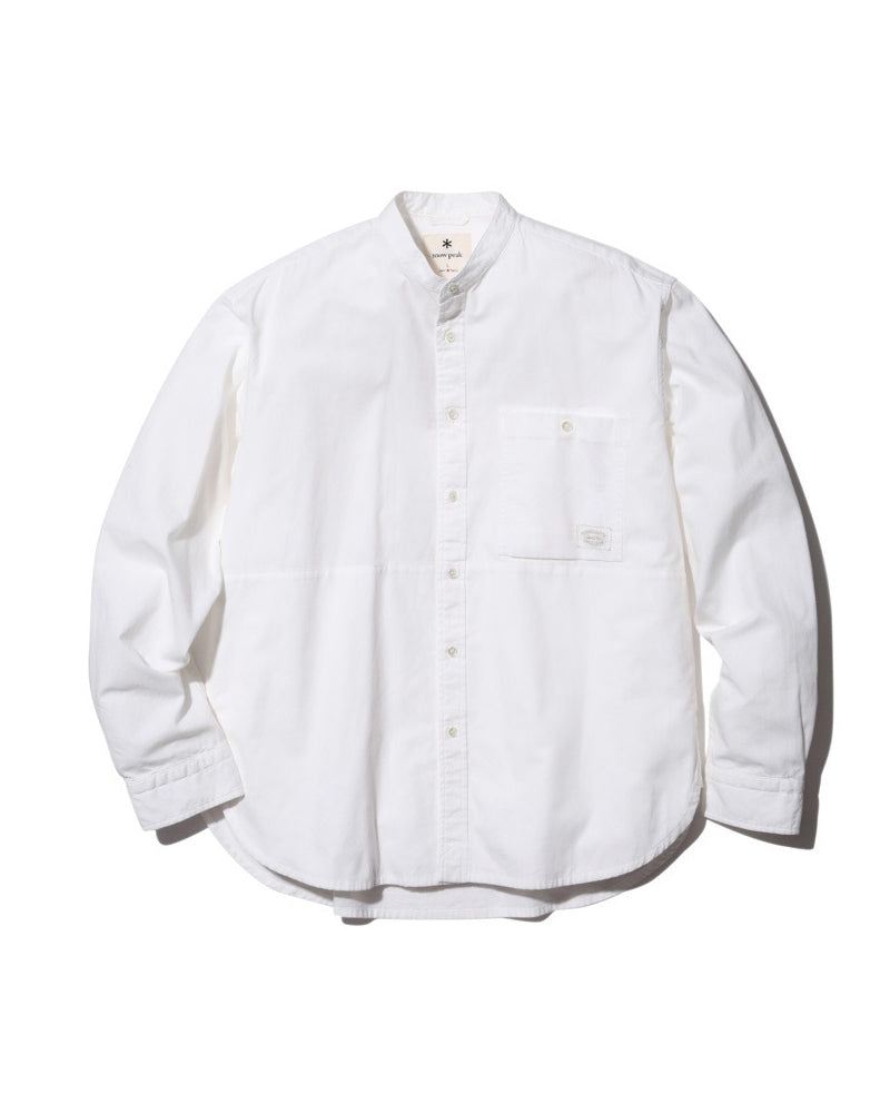 Organic Cotton Poplin Stand-Collar Shirt White SH-22SU40200WH - Snow Peak UK